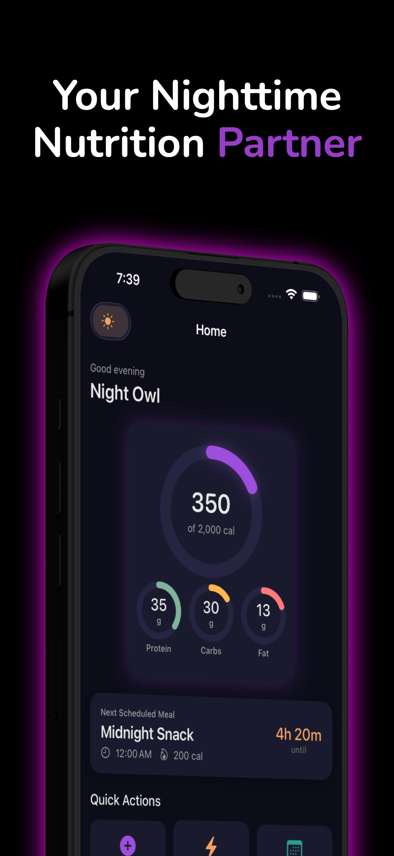 NightFast App Home Screen